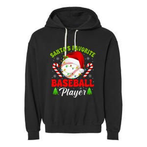 Santa's Favorite Baseball Player Christmas Garment-Dyed Fleece Hoodie