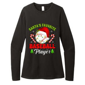 Santa's Favorite Baseball Player Christmas Womens CVC Long Sleeve Shirt