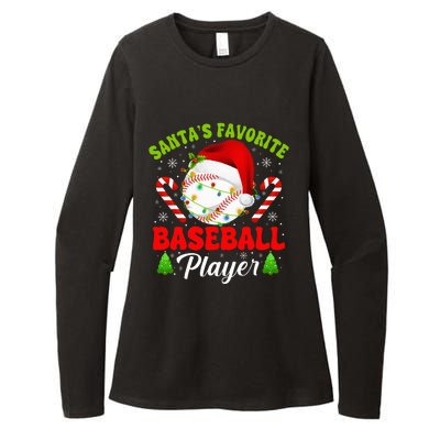 Santa's Favorite Baseball Player Christmas Womens CVC Long Sleeve Shirt