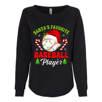 Santa's Favorite Baseball Player Christmas Womens California Wash Sweatshirt