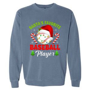 Santa's Favorite Baseball Player Christmas Garment-Dyed Sweatshirt