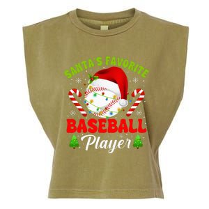 Santa's Favorite Baseball Player Christmas Garment-Dyed Women's Muscle Tee