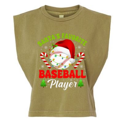 Santa's Favorite Baseball Player Christmas Garment-Dyed Women's Muscle Tee