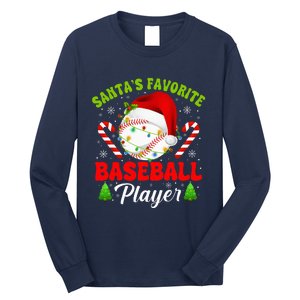 Santa's Favorite Baseball Player Christmas Long Sleeve Shirt