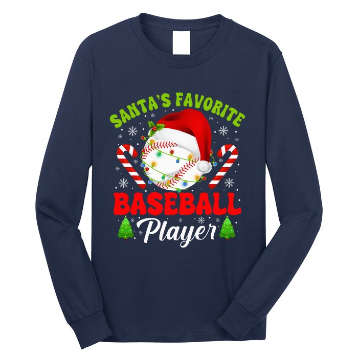 Santa's Favorite Baseball Player Christmas Long Sleeve Shirt