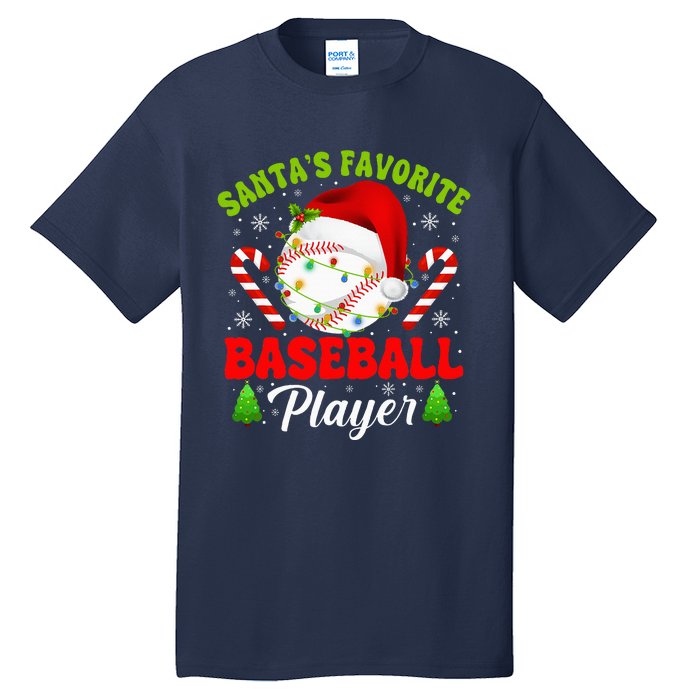 Santa's Favorite Baseball Player Christmas Tall T-Shirt