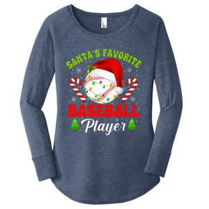 Santa's Favorite Baseball Player Christmas Women's Perfect Tri Tunic Long Sleeve Shirt