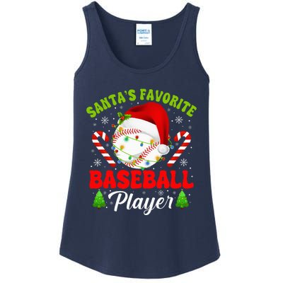 Santa's Favorite Baseball Player Christmas Ladies Essential Tank