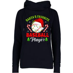 Santa's Favorite Baseball Player Christmas Womens Funnel Neck Pullover Hood