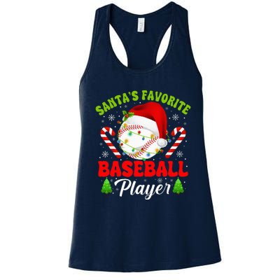 Santa's Favorite Baseball Player Christmas Women's Racerback Tank