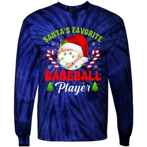 Santa's Favorite Baseball Player Christmas Tie-Dye Long Sleeve Shirt