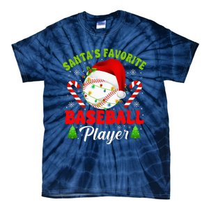 Santa's Favorite Baseball Player Christmas Tie-Dye T-Shirt