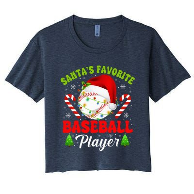 Santa's Favorite Baseball Player Christmas Women's Crop Top Tee