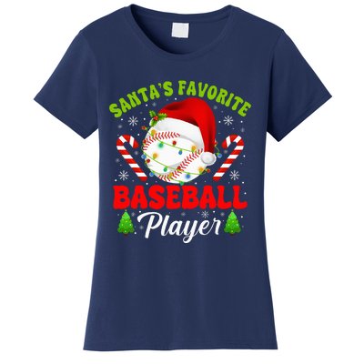 Santa's Favorite Baseball Player Christmas Women's T-Shirt