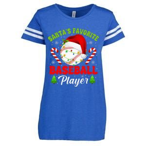 Santa's Favorite Baseball Player Christmas Enza Ladies Jersey Football T-Shirt