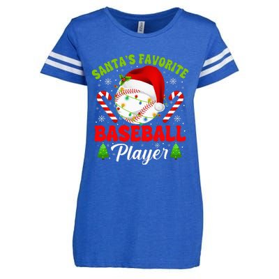 Santa's Favorite Baseball Player Christmas Enza Ladies Jersey Football T-Shirt