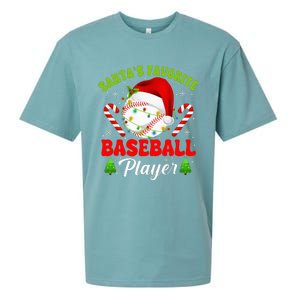 Santa's Favorite Baseball Player Christmas Sueded Cloud Jersey T-Shirt