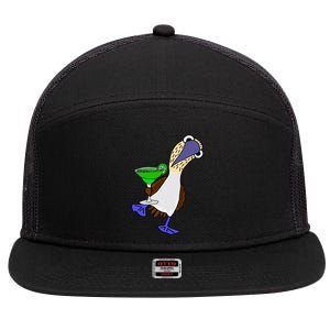 Smileteesall Funny BlueFooted Booby With Margarita Gift 7 Panel Mesh Trucker Snapback Hat