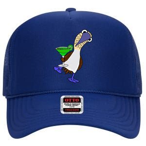 Smileteesall Funny BlueFooted Booby With Margarita Gift High Crown Mesh Back Trucker Hat