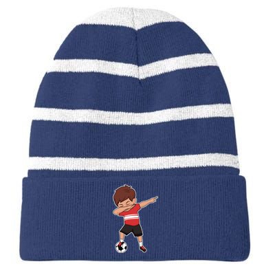 Soccer For Boy Dabbing Dab Gift Striped Beanie with Solid Band