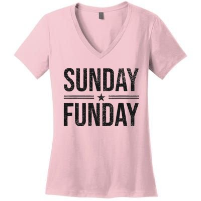 SUNDAY FUNDAY BRUNCH FOOTBALL SPORTS BBQ CHURCH Women's V-Neck T-Shirt