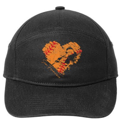 San Francisco Baseball Heart Distressed Vintage 7-Panel Snapback Hat