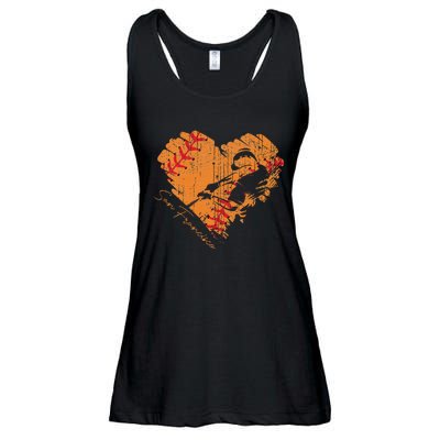 San Francisco Baseball Heart Distressed Vintage Ladies Essential Flowy Tank