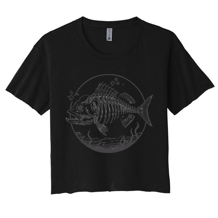Skeleton Fish Bone Collectors Women's Crop Top Tee