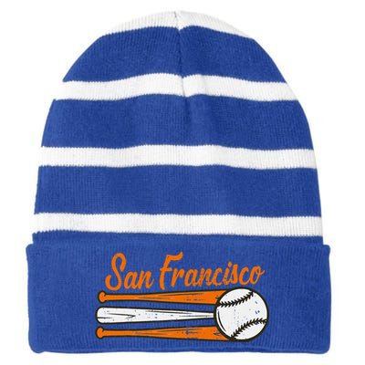 San Francisco Baseball Vintage Striped Beanie with Solid Band