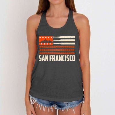 San Francisco Baseball Flag Patriotic Vintage Women's Knotted Racerback Tank