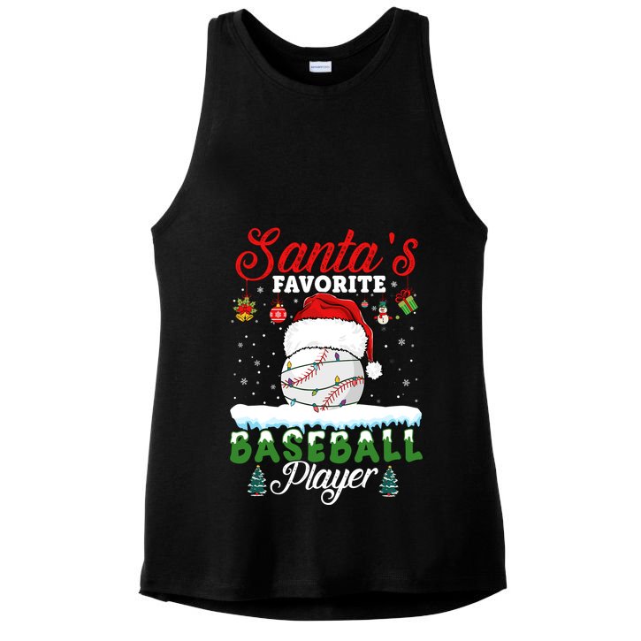 SantaS Favorite Baseball Player Christmas Baseball Ladies PosiCharge Tri-Blend Wicking Tank