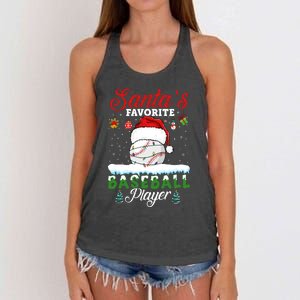 SantaS Favorite Baseball Player Christmas Baseball Women's Knotted Racerback Tank