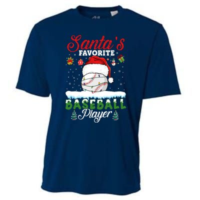 SantaS Favorite Baseball Player Christmas Baseball Cooling Performance Crew T-Shirt