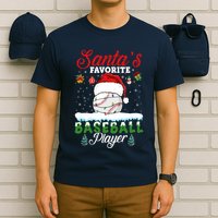 SantaS Favorite Baseball Player Christmas Baseball T-Shirt