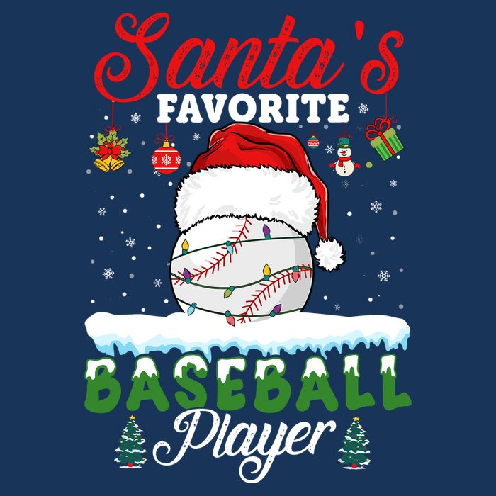 SantaS Favorite Baseball Player Christmas Baseball T-Shirt