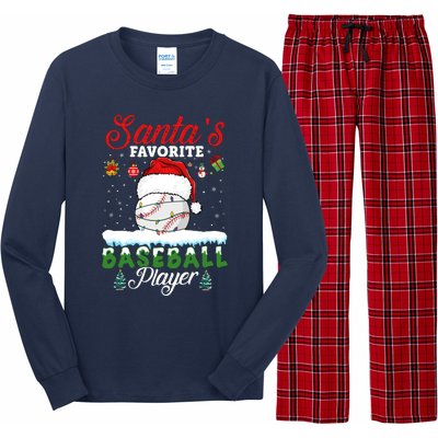 SantaS Favorite Baseball Player Christmas Baseball Long Sleeve Pajama Set