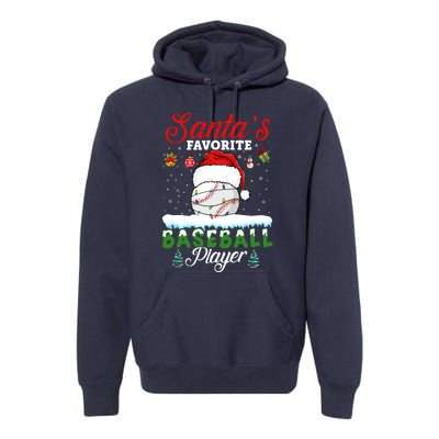 SantaS Favorite Baseball Player Christmas Baseball Premium Hoodie