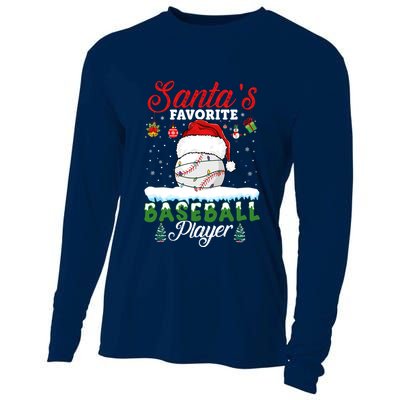 SantaS Favorite Baseball Player Christmas Baseball Cooling Performance Long Sleeve Crew