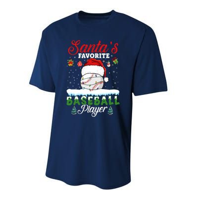 SantaS Favorite Baseball Player Christmas Baseball Performance Sprint T-Shirt