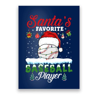 SantaS Favorite Baseball Player Christmas Baseball Poster