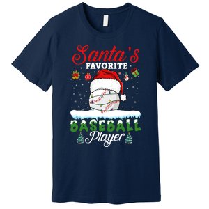 SantaS Favorite Baseball Player Christmas Baseball Premium T-Shirt