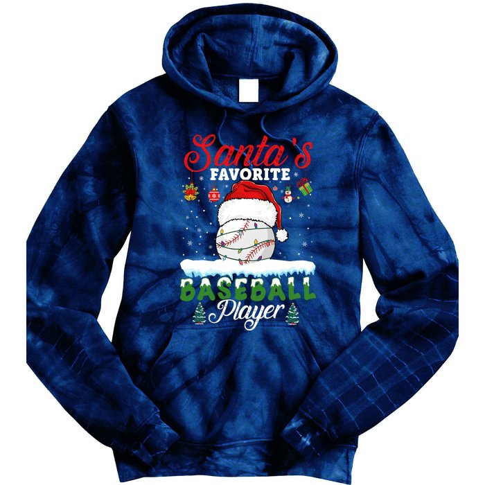 SantaS Favorite Baseball Player Christmas Baseball Tie Dye Hoodie