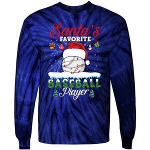 SantaS Favorite Baseball Player Christmas Baseball Tie-Dye Long Sleeve Shirt