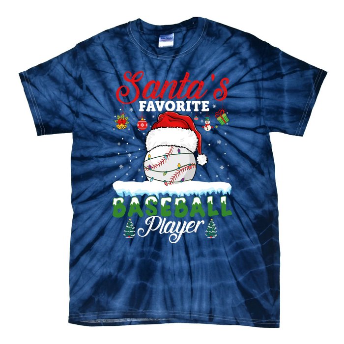 SantaS Favorite Baseball Player Christmas Baseball Tie-Dye T-Shirt