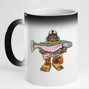 Steelhead Fishing Bigfoot Trout River Fisherman 11oz Black Color Changing Mug