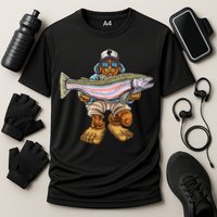 Steelhead Fishing Bigfoot Trout River Fisherman Cooling Performance Crew T-Shirt