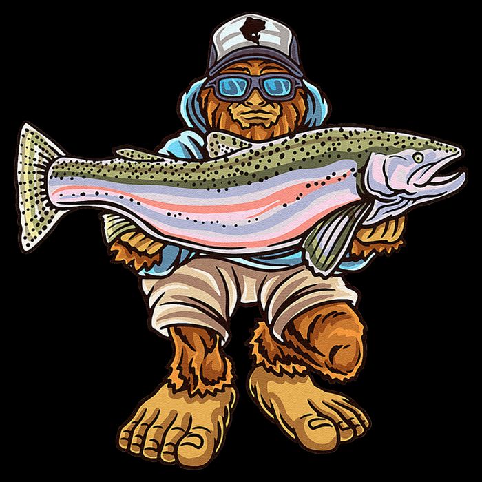 Steelhead Fishing Bigfoot Trout River Fisherman Cooling Performance Crew T-Shirt