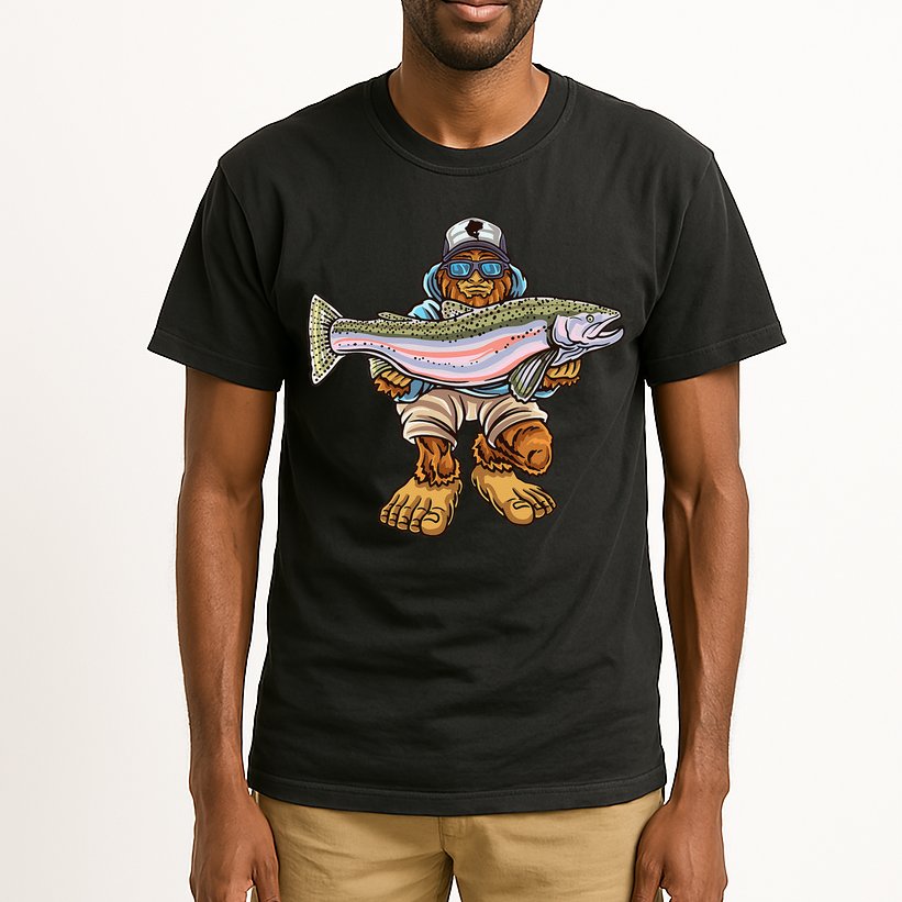 Steelhead Fishing Bigfoot Trout River Fisherman Tall T-Shirt