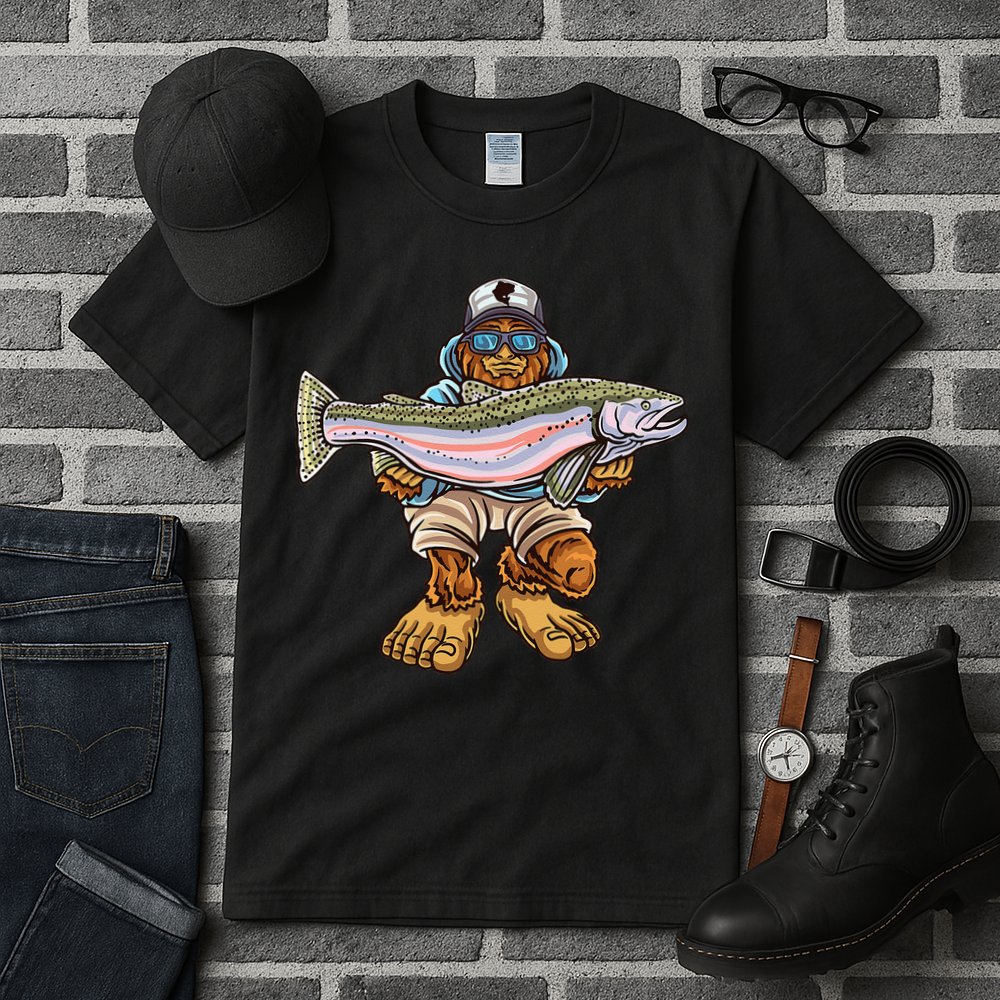 Steelhead Fishing Bigfoot Trout River Fisherman Tall T-Shirt