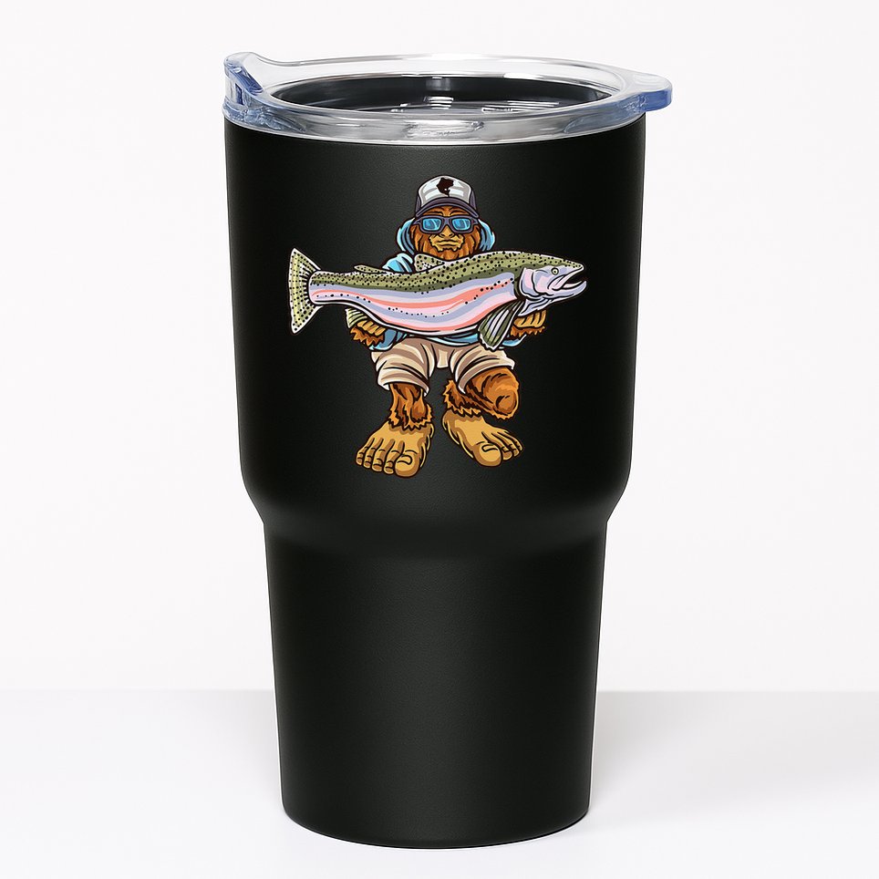 Steelhead Fishing Bigfoot Trout River Fisherman Tumbler